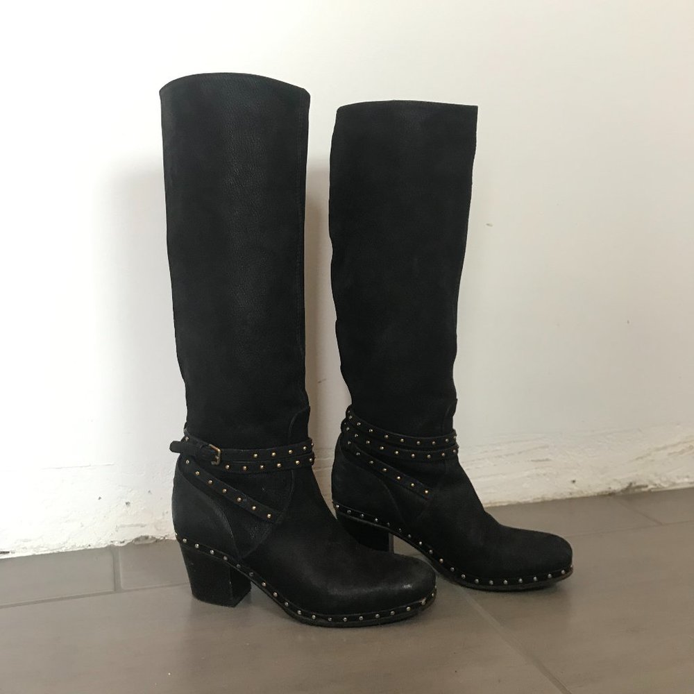 NOT FOR SALE - Miu Miu Knee High Boots Moto Square-Toes Studded Boots